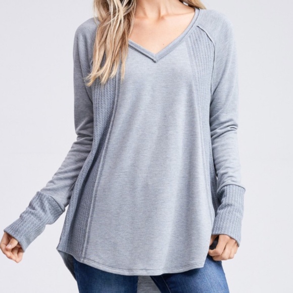 Waffle Knit Super Soft High-Low Grey LS Tunic! - Picture 12 of 16